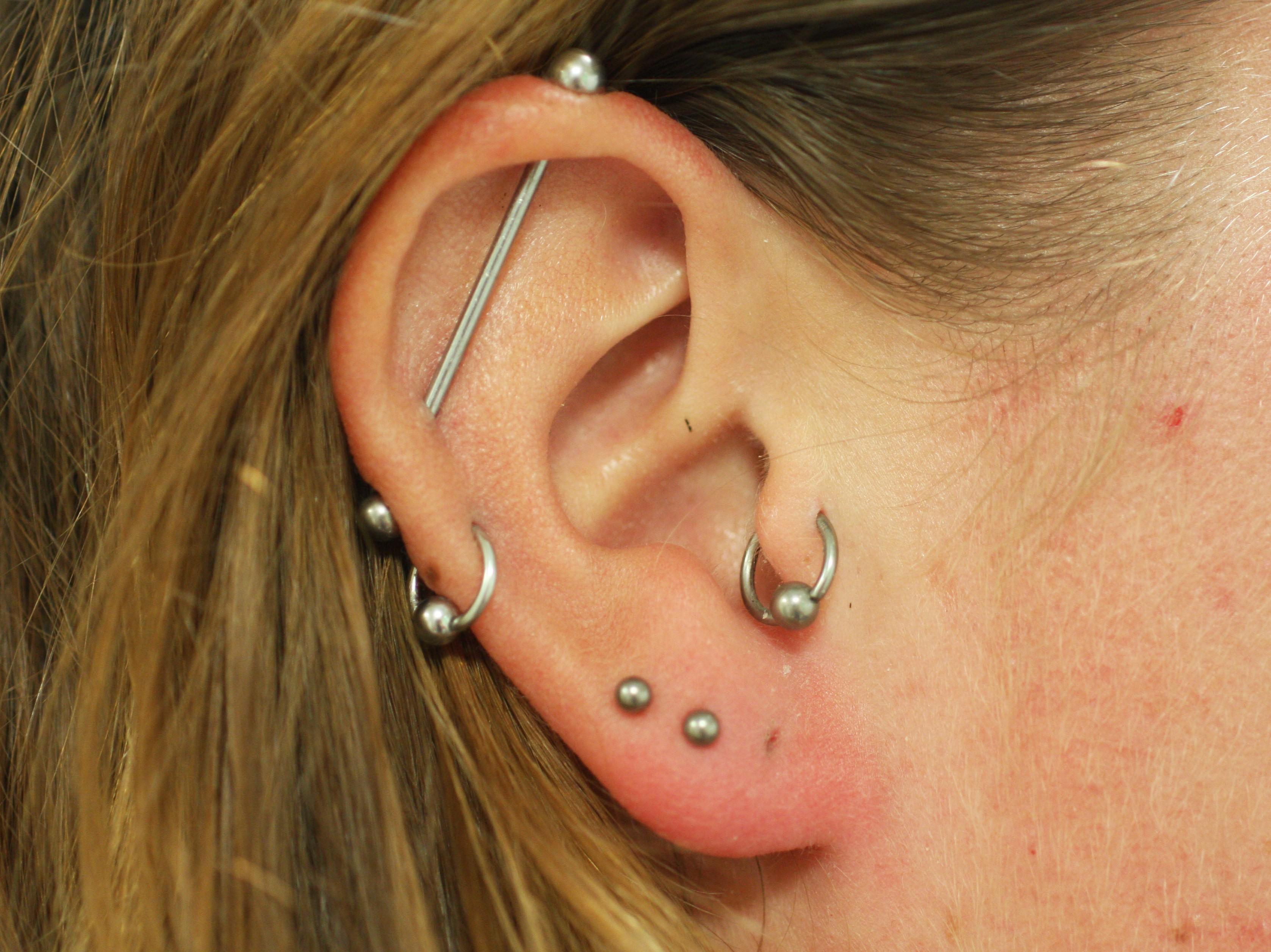 industrial tragus lobe titanium