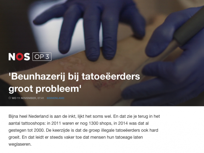 NOS: Beunhazerij bij tatoeëerders groot probleem